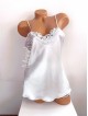Pijama dama ieftina primavara-vara alba Lady cu model dantelat