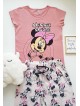 Pijama dama bumbac cu pantaloni lungi si tricou roz cu imprimeu MM Cerc