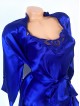 Set dama ieftin albastru din satin format din capot, maieu si pantaloni scurti