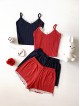 Pijama dama scurta bleumarin cu maieu si cu dantela fina alba Pijama dama scurta bleumarin cu maieu si cu dantela fina alba