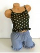 Pijama femei cu pantaloni scurti si maieu cu imprimeu Polka