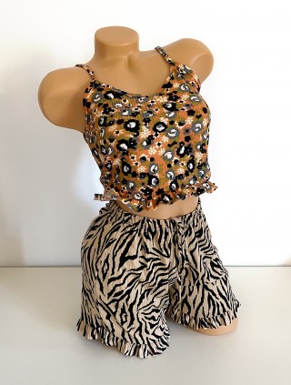 Pijama femei cu pantaloni scurti si maieu cu imprimeu Porto