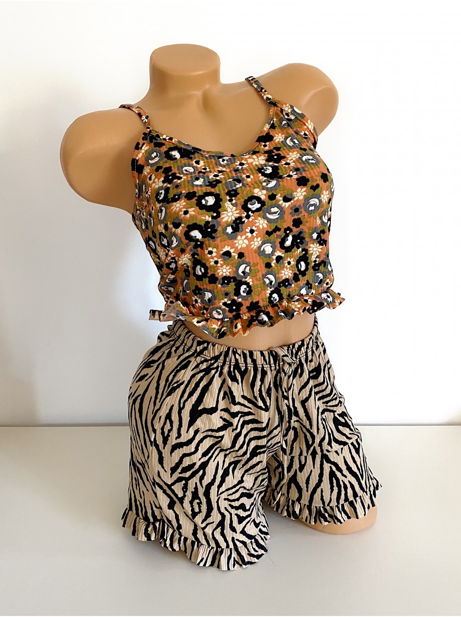 Pijama femei cu pantaloni scurti si maieu cu imprimeu Porto