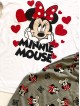 Pijama dama din bumbac cu pantaloni lungi gri si tricou alb cu imprimeu Minnie Jovial