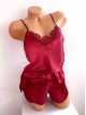Pijama dama ieftina primavara-vara visinie din satin lucios cu model dantelat