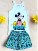 Pijama dama ieftina din bumbac formata din maieu alb si pantaloni scurti albastri cu imprimeu cu Mickey Happy Pijama dama ieftina din bumbac formata din maieu alb si pantaloni scurti albastri cu imprimeu cu Mickey Happy