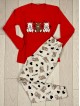 Pijama dama ieftina din bumbac cu pantaloni lungi si bluza rosie cu imprimeu ursuleti inimioare Pijama dama ieftina din bumbac cu pantaloni lungi si bluza rosie cu imprimeu ursuleti inimioare