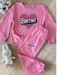 Pijama dama din bumbac cu pantaloni 3/4 si bluza roz cu imprimeu BARBIE heart