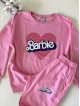 Pijama dama din bumbac cu pantaloni 3/4 si bluza roz cu imprimeu BARBIE heart