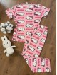 Pijama dama bumbac ieftina roz cu pantaloni lungi si tricou cu imprimeu cute HELLO KITTY