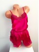 Pijama dama ieftina primavara-vara roz Lady cu model dantelat