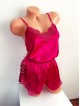 Pijama dama ieftina primavara-vara roz Lady cu model dantelat