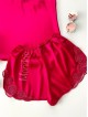 Pijama dama ieftina primavara-vara roz Lady cu model dantelat