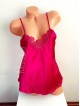 Pijama dama ieftina primavara-vara roz Lady cu model dantelat