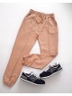 Pantaloni dama casual crem tip jogger cu banda pe mijloc