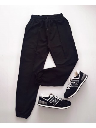 Pantaloni dama casual negri tip jogger cu banda pe mijloc