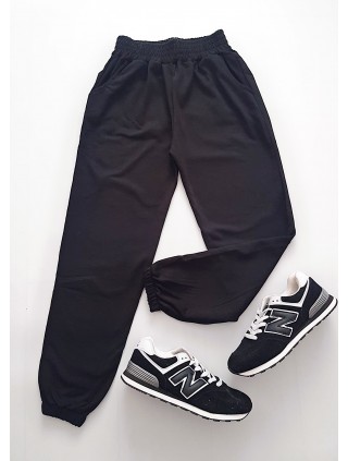 Pantaloni dama casual negri tip jogger si snur in talie