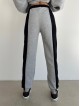 Pantaloni dama casual gri tip jogger cu dungi laterale negre