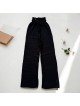 Pantaloni dama din tricot GROS negri cu snur in talie