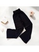Pantaloni dama din tricot GROS negri cu snur in talie