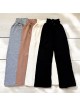 Pantaloni dama din tricot GROS negri cu snur in talie