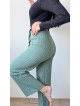Pantaloni dama din tricot GROS bleu cu snur in talie