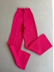 Pantaloni dama din tricot GROS roz NEON cu snur in talie