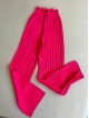 Pantaloni dama din tricot GROS roz NEON cu snur in talie