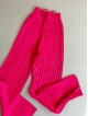 Pantaloni dama din tricot GROS roz NEON cu snur in talie