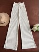 Pantaloni dama din tricot SUBTIRE albi cu snur in talie