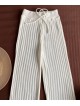 Pantaloni dama din tricot SUBTIRE albi cu snur in talie