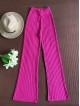 Pantaloni dama din tricot SUBTIRE roz fuchsia cu snur in talie