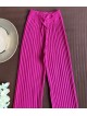 Pantaloni dama din tricot SUBTIRE roz fuchsia cu snur in talie