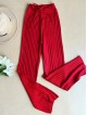 Pantaloni dama din tricot SUBTIRE rosii cu snur in talie Pantaloni dama din tricot SUBTIRE rosii cu snur in talie