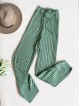Pantaloni dama din tricot SUBTIRE verde aloe cu snur in talie