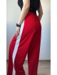 Pantaloni dama sport casual lungi cu dungi - rosii