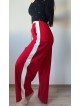 Pantaloni dama sport casual lungi cu dungi - rosii