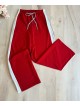 Pantaloni dama sport casual lungi cu dungi - rosii