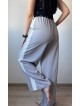 Pantaloni dama sport casual lungi cu dungi -  gri