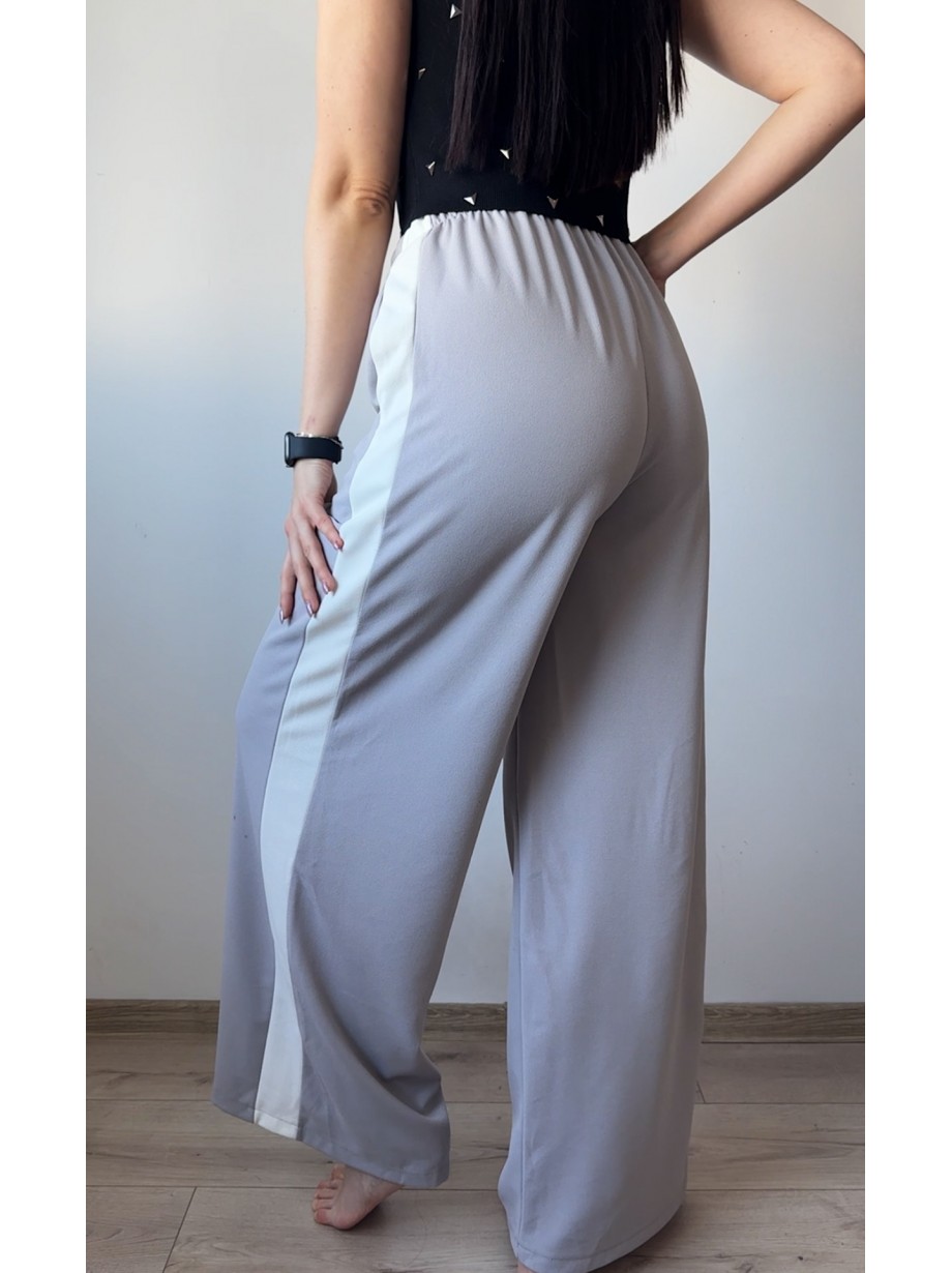 Pantaloni dama sport casual lungi cu dungi -  gri
