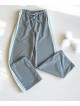Pantaloni dama sport casual lungi cu dungi -  gri