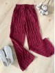 Pantaloni dama din bumbac visiniu cu aspect creponat foarte versatili