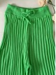 Pantaloni dama din tricot SUBTIRE verde neon cu snur in talie