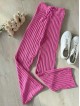 Pantaloni dama din tricot SUBTIRE roz cu snur in talie