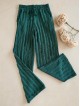 Pantaloni dama din bumbac turcoaz cu aspect creponat foarte versatili