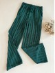 Pantaloni dama din bumbac turcoaz cu aspect creponat foarte versatili