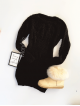 Rochie de zi ieftina din tricot neagra scurta cu model impletit