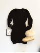 Rochie de zi ieftina din tricot neagra scurta cu model impletit