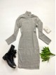 Rochie casual basic gri reiata cu maneca lunga tip maleta Rochie casual basic gri reiata cu maneca lunga tip maleta
