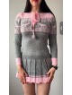 Rochie ieftina din tricot gri cu jambiere+caciula model Craciun Rochie ieftina din tricot gri cu jambiere+caciula model Craciun